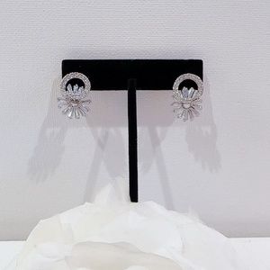Cubic Zirconia Flower Stud Earrings